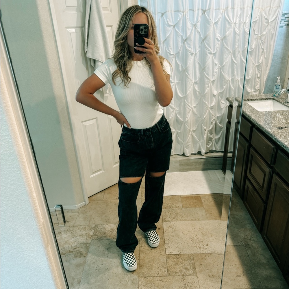 Good American Black baggy wide leg jeans